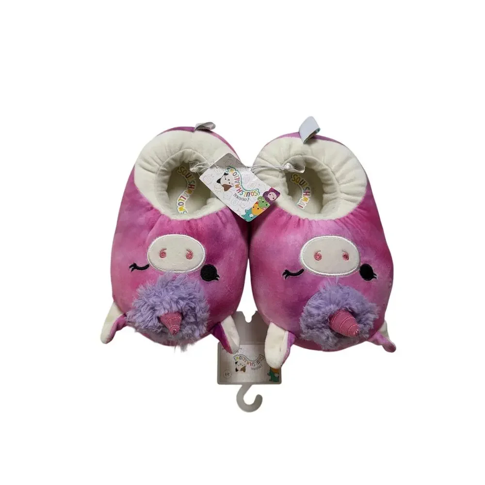 Squishmallows Purple Unicorn Plush Kids Slippers Size L 2 to 3